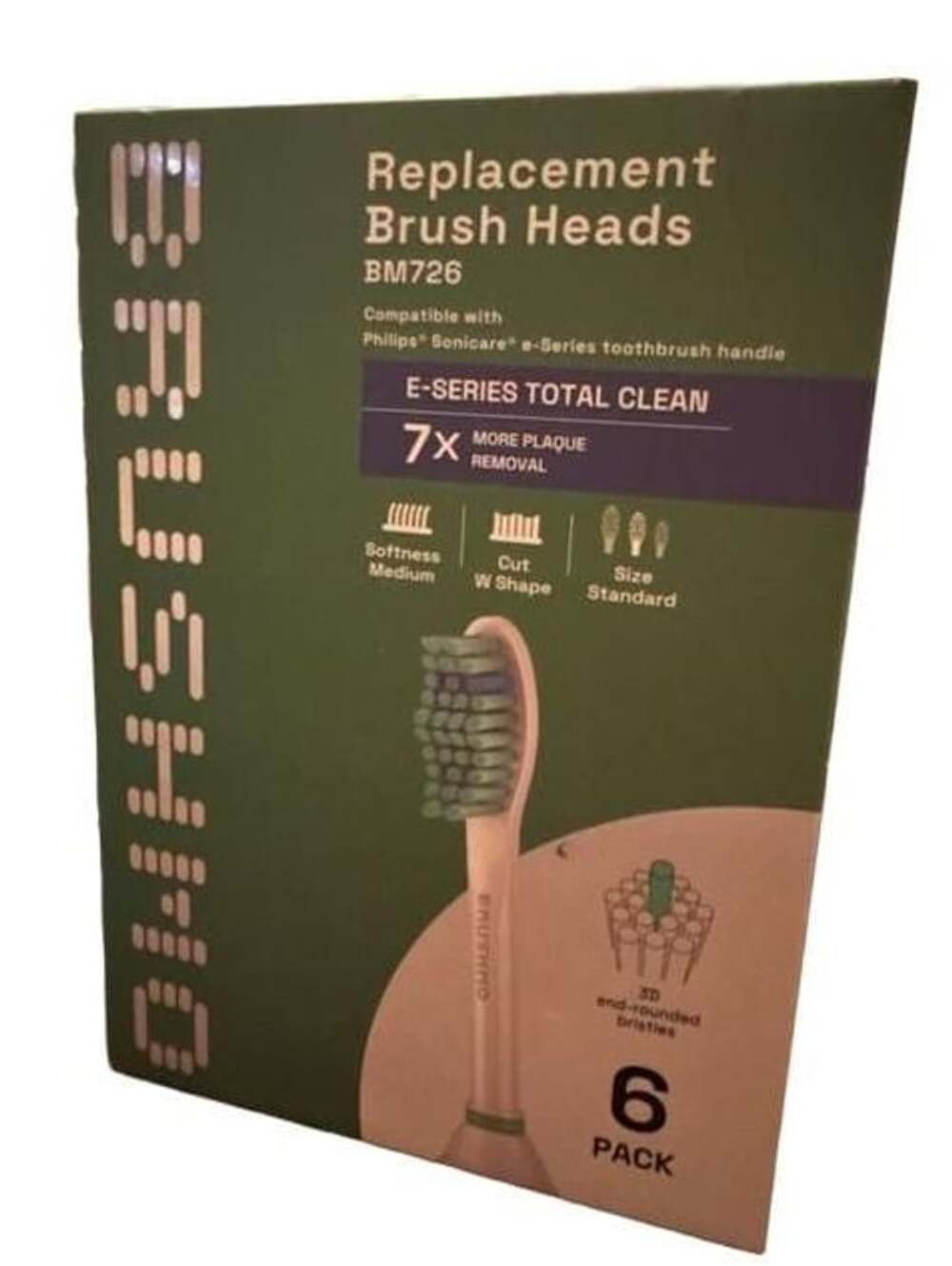 Brushmo E-Series Total Clean Replacement Brush Heads BM726, 6 Pack